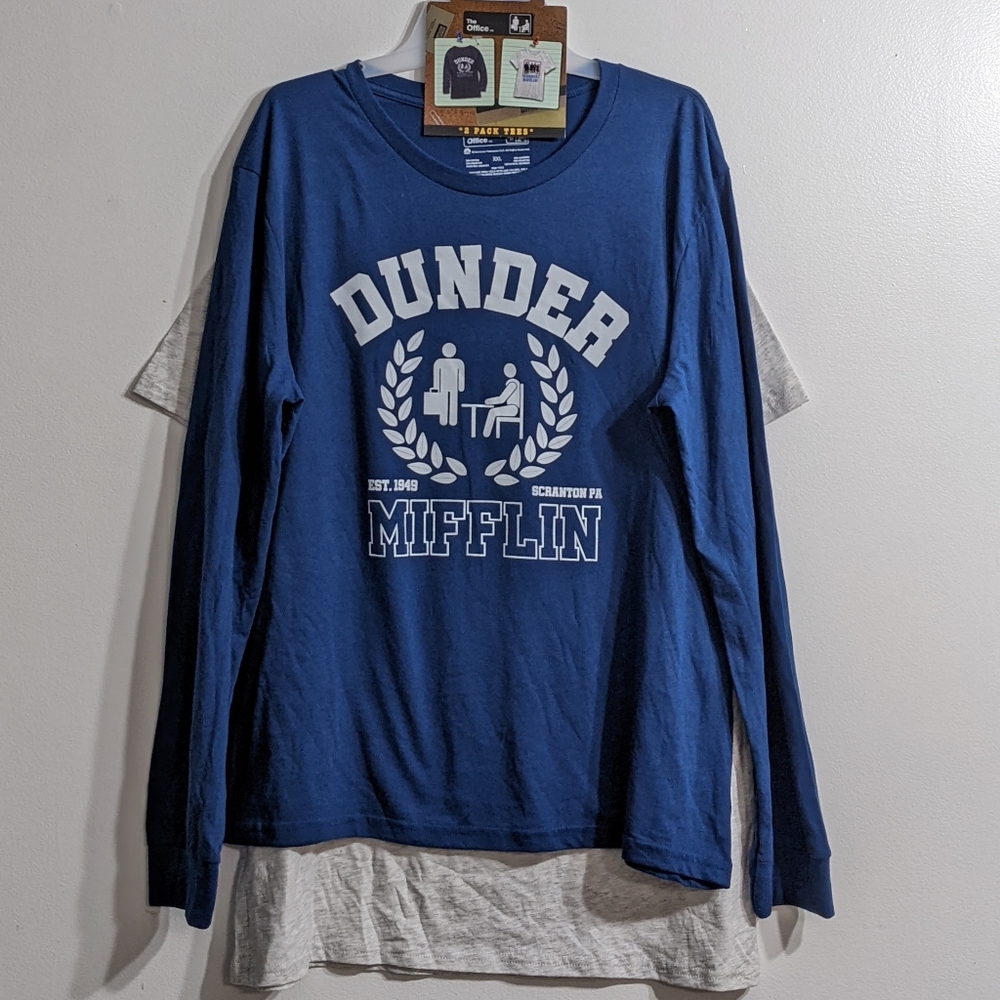 NBC Show The Office Dunder Mifflin 2 Pack Graphic Tees, Size XXL, New